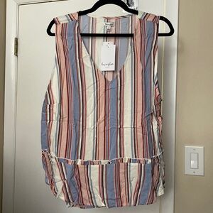NWT Love, Fire Sleeveless Stripe Peplum Top Size 1X